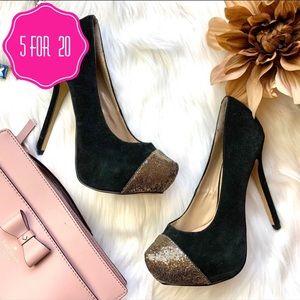 Steve Madden Platform Heels Gold Black Size 6.5